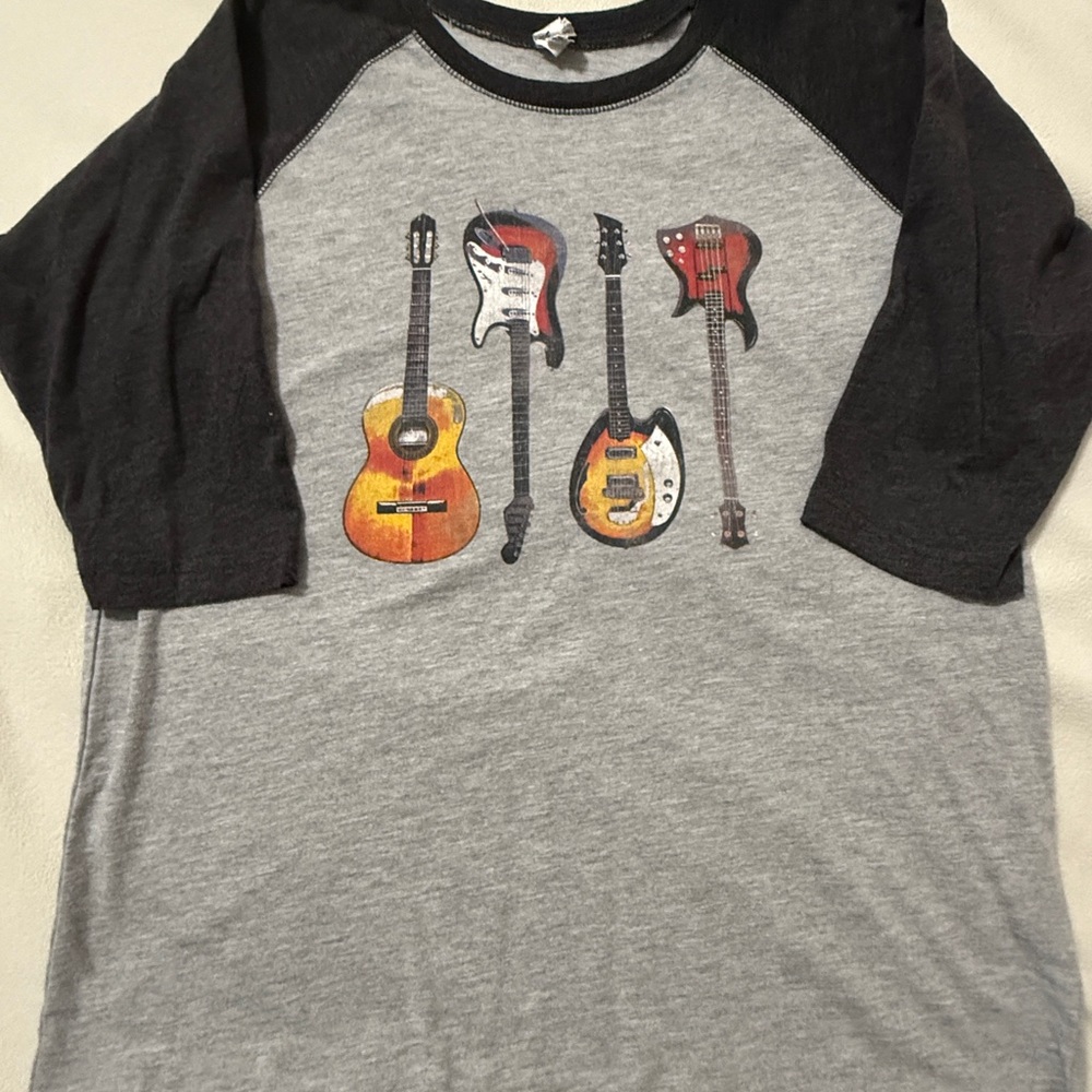 Kids Guitar Graphic Raglan Shirt - Gray and Black